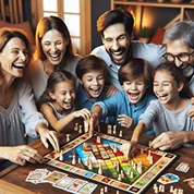 Team of players collaborating in a board game